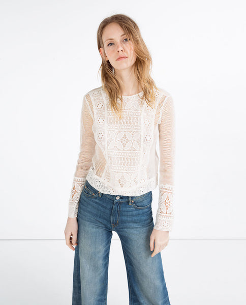 CONTRAST LACE TOP