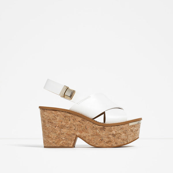 CROSSOVER LEATHER WEDGES