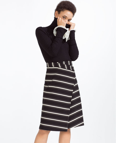 STRIPED WRAP SKIRT