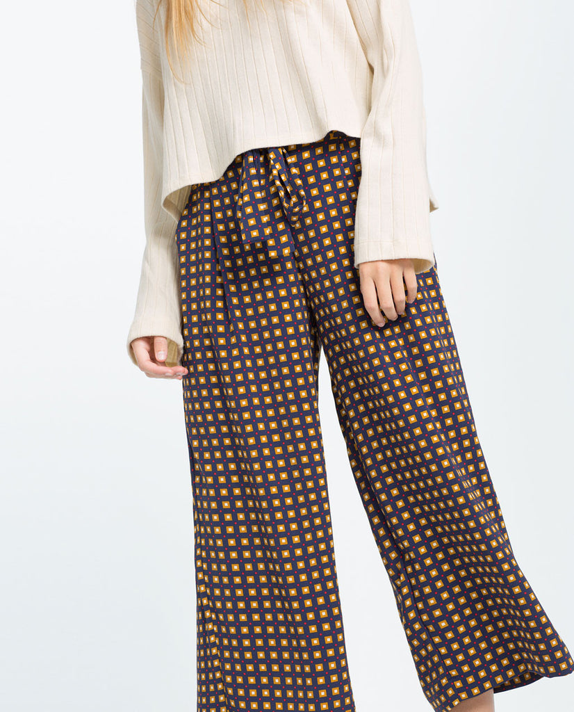 CROPPED FLOWING STRIPED TROUSERS